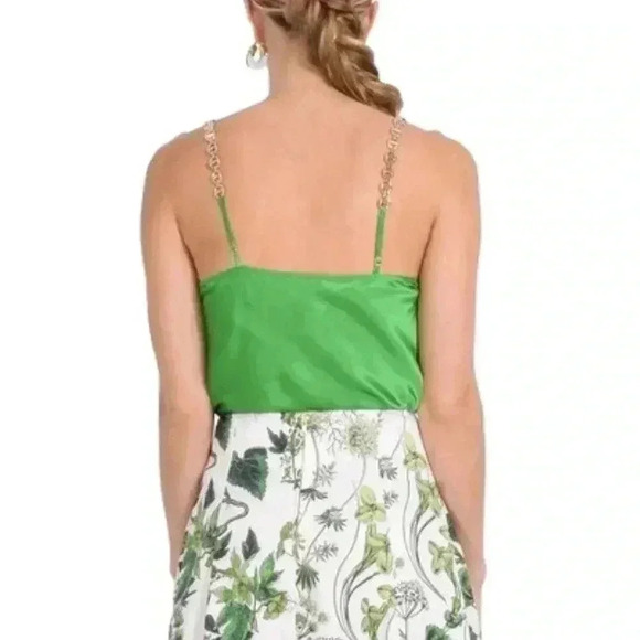 L'AGENCE Bias Silk Matching Set Midi Skirt Gold Chain Blouse Tank Cocktail Dress - Picture 15 of 16